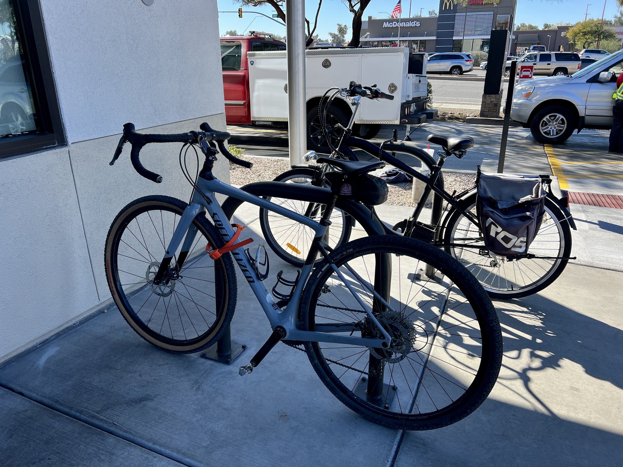 My Diverge parked out front of a different restaurant.