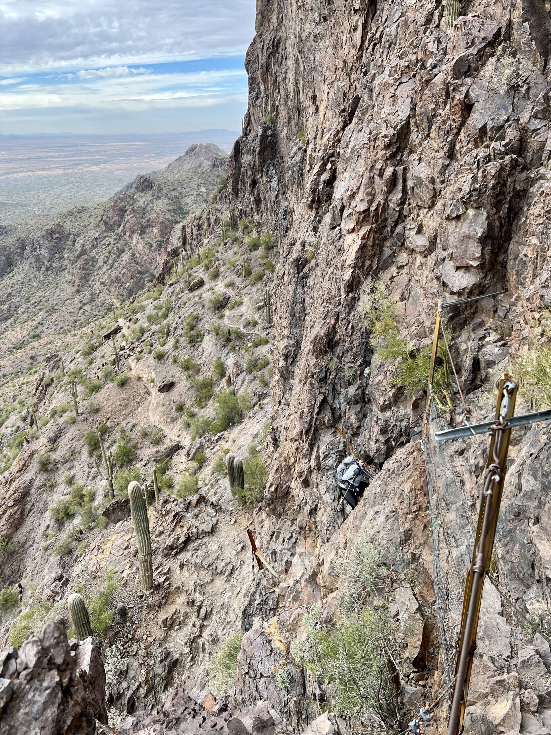 Climbing one of the steepest pitches.