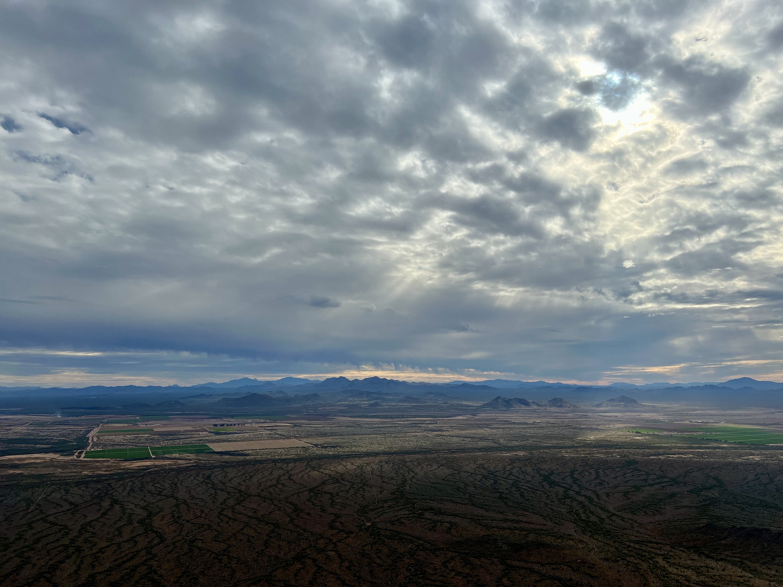 View from the top of Picacho Peak on a cloudy January day.